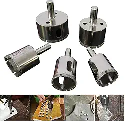 Jogo Broca Serra Copo Diamantada Porcelanato Vidro Espelho Marmore 5 Peças 25 a 50mm