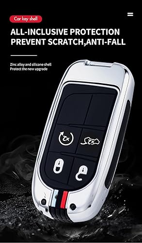 Miniatura 8 de ontto Funda inteligente para llave de automóvil, elegante funda de metal y silicona para llaves de Jeep Grand Renegade Cherokee, funda antiarañazos