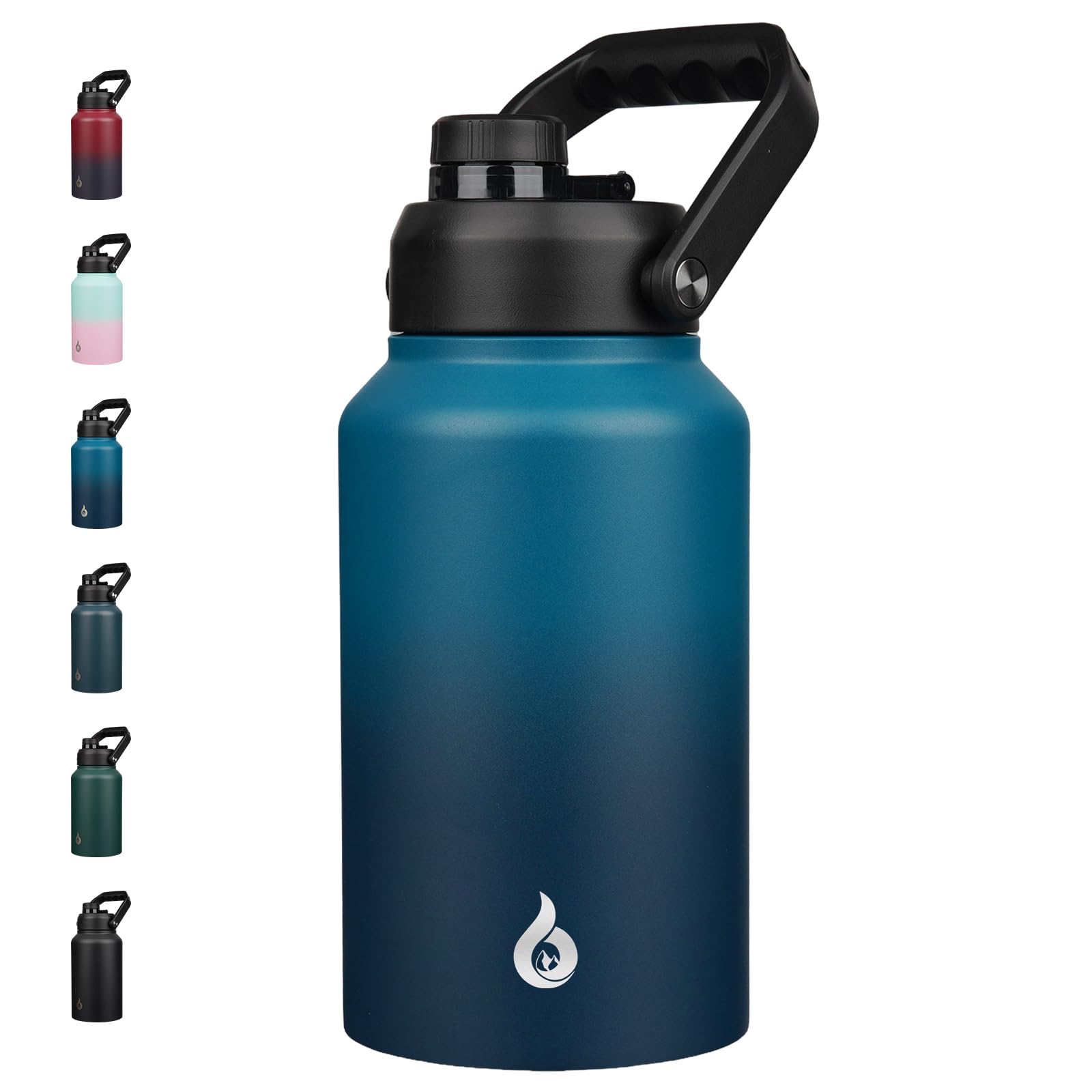 BJPKPK 87oz Insulated Water Bottle, Dishwasher Safe 2/3 Gallon Water Bottle with Ergonomic Handle, BPA Free Leak Proof Water Jug, Stainless Steel Metal Water Bottle with Anti-slip Bottom,Vast