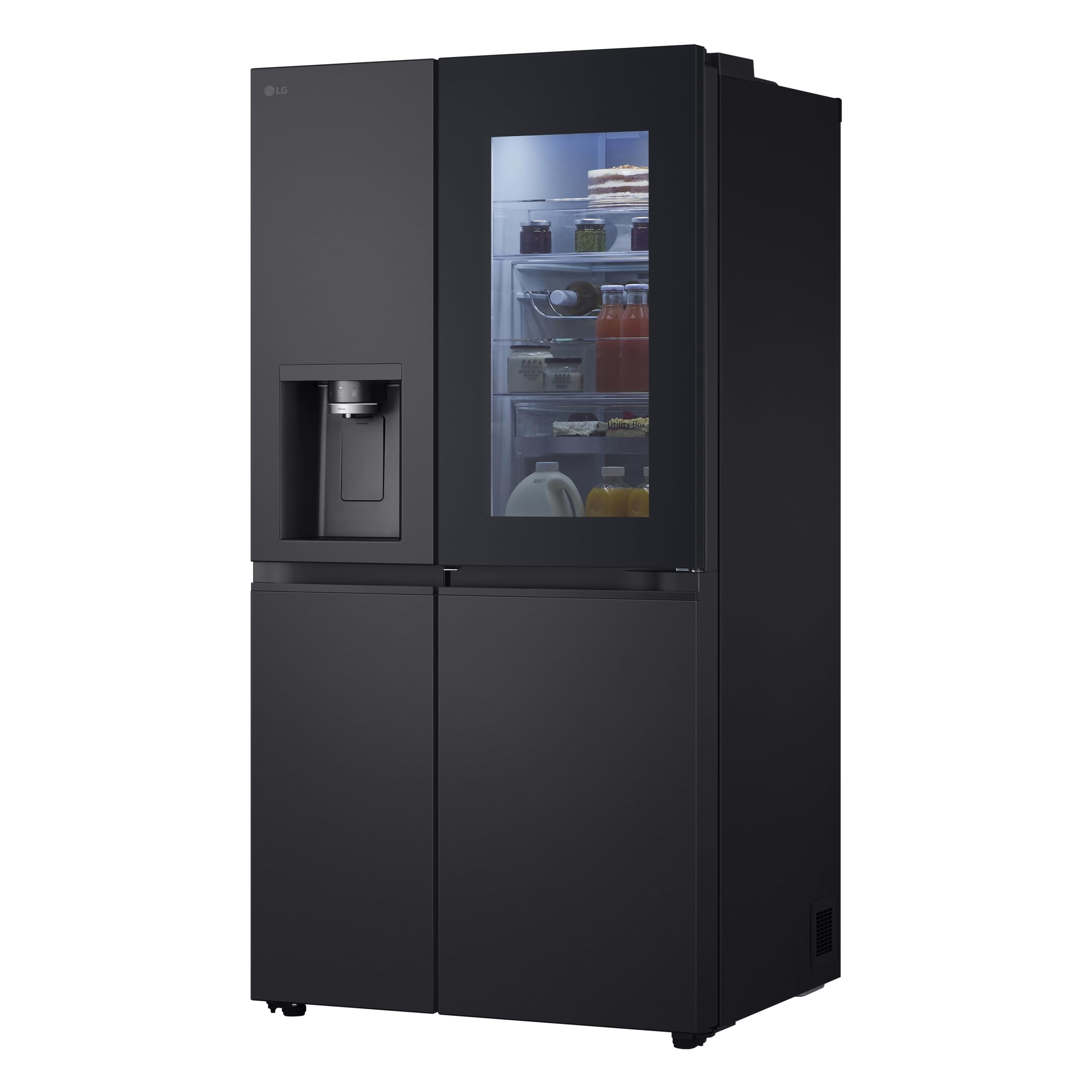 LG GSXE91EVAD Frigorifero Americano InstaView, Classe D, 628 L, Wi-Fi, Dispenser Acqua UVnano Senza Allaccio, Tecnologia Door e Linear Cooling, Acciaio Nero