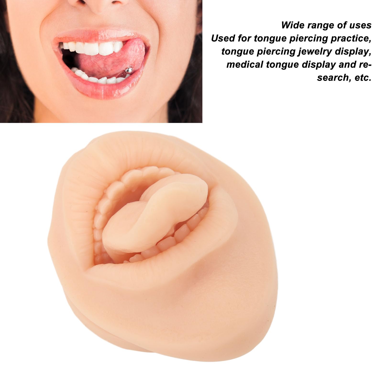 Parties du Corps de Pratique de Perçage Souples et Réutilisables, Modèle de Bouche de Langue en Silicone 3D, Conçu pour Imiter la Bouche et la Langue Humaines, pour les