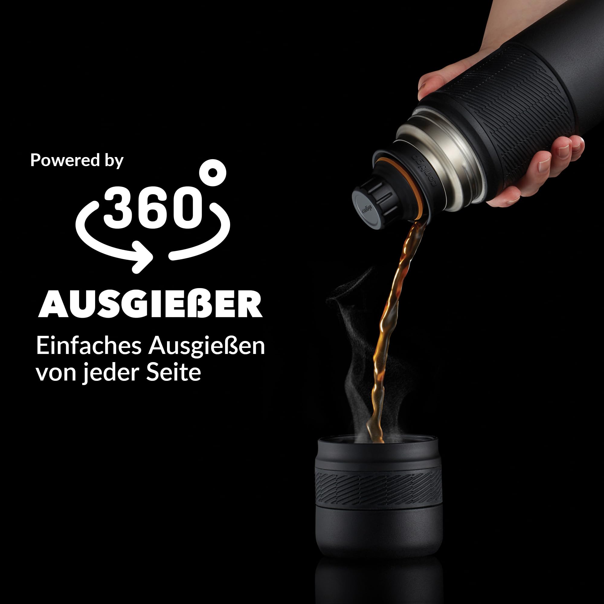 Contigo Thermoflasche Thermalock, Edelstahl Isolierbecher, Kaffebecher to go, auslaufsicher, spülmaschinenfester Deckel BPA-frei, mit Griff, 1200 ml, Matte Black