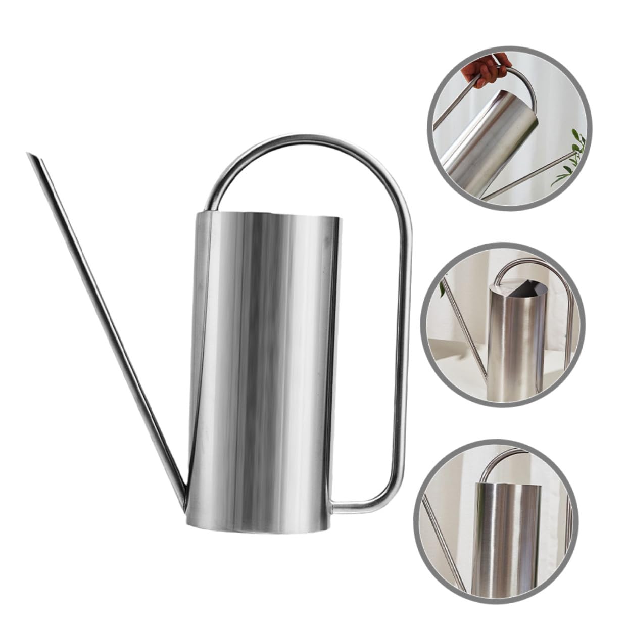 Edelstahl Gießkanne 1, 5l mit Langem Ausguss für Garten | Silber, Ergonomischer Griff, Leicht Nachfüllbar, Stabile Ausführung, 1, 5 Liter Fassungsvermögen