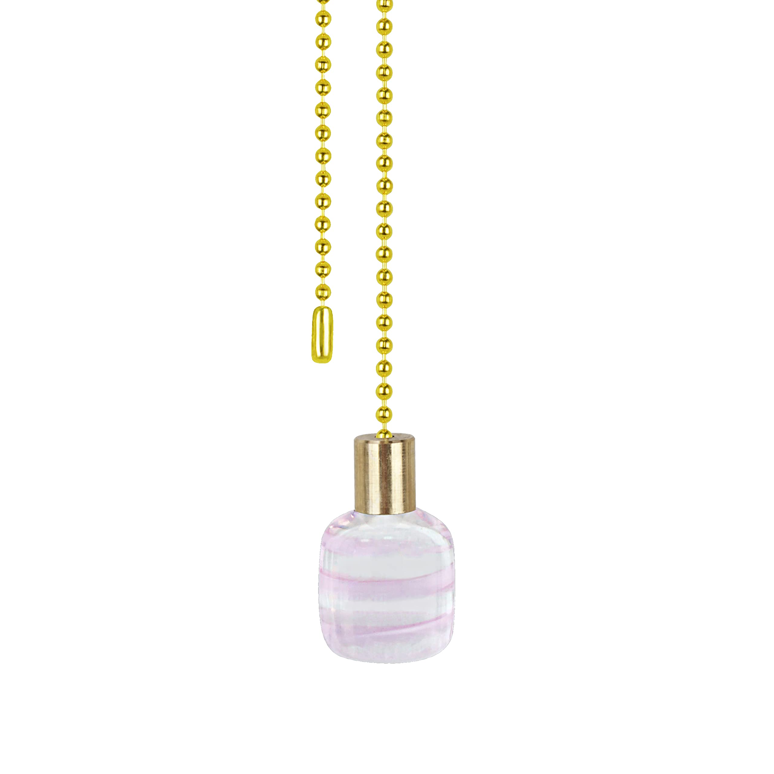 Aspen Creative 20509-21, 12" Clear with White Grain Line Glass Knob with Pull Chain in Copper (1 Pack)