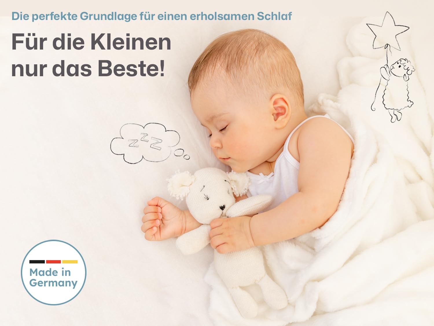 RAVENSBERGER Baby- und Kindermatratze Ravensbärchen - 70 x 140 cm, Höhe 9 cm - für Babys geeignet - inkl. Lyocell (Tencel®) Bezug mit Klimaband - trittfeste Kanten - Oeko-TEX® Standard 100 Klasse 1
