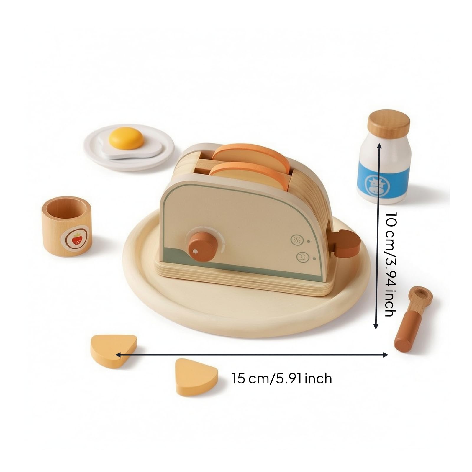harayaa Cucina Giocattolo da Tavolo Gioco di Ruolo Accessori Pentole Piatti Cibi Finti Sviluppo Abilità Motorie per Gioco Quotidiano Apprendimento Prescolare , Tostapane