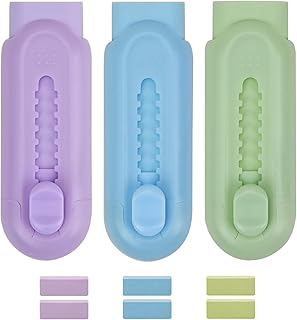 DIYJEP 3 Gomas de Borrar Retráctil con 6 Gomas de Borrar de Repuesto, Gomas de Borrar Deslizante, Suministros Escolares para Niños, Estudiantes, Escribir, Dibujo, Oficina (Azul + Rosa+ Verde)