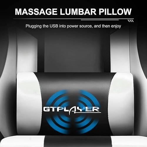 Miniatura 3 de GTPLAYER Silla para videojuegos, silla de computadora con reposapiés y soporte lumbar, silla de juego ajustable en altura con asiento giratorio de