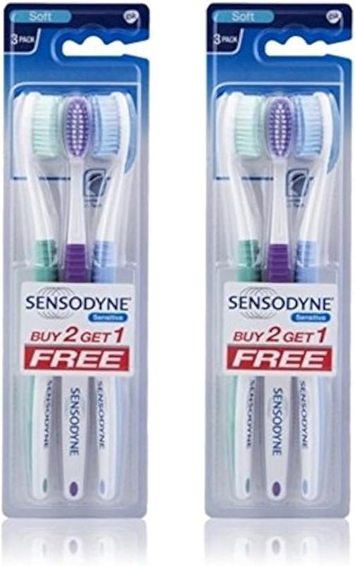 Sensodyne Sensitive cepillo de dientes suave y sensible, 3 unidades (paquete de 2)