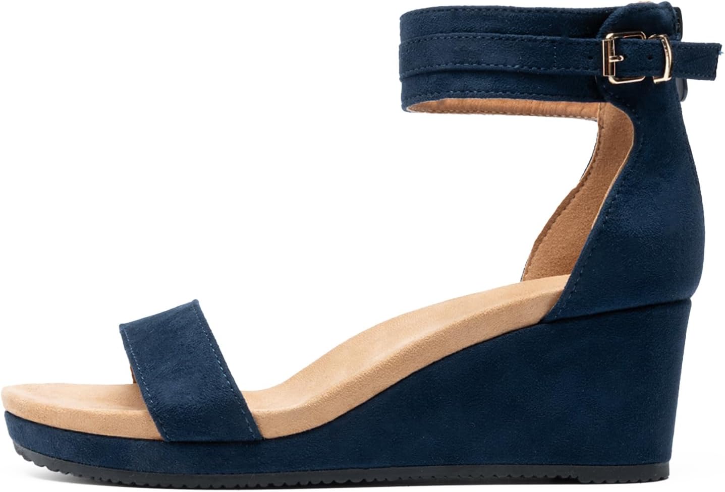 DREAM PAIRS Women's Open Toe Buckle Ankle Strap Platform Wedge Sandals Summer Shoes. - Image 2