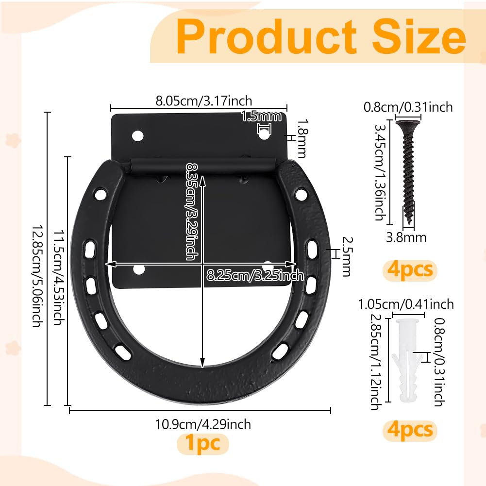 BENECREAT - 2 anillos de corbata de caballo, anillo de fijación resistente en forma de cruz de hierro para caballos, entrenamiento en forma de herradura, para carruajes y pastos al aire libre