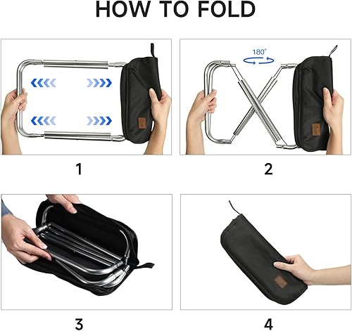 Miniatura 8 de Taburete de camping, taburete plegable portátil para adultos, sillas plegables para pesca, senderismo al aire libre, carga de 300 libras