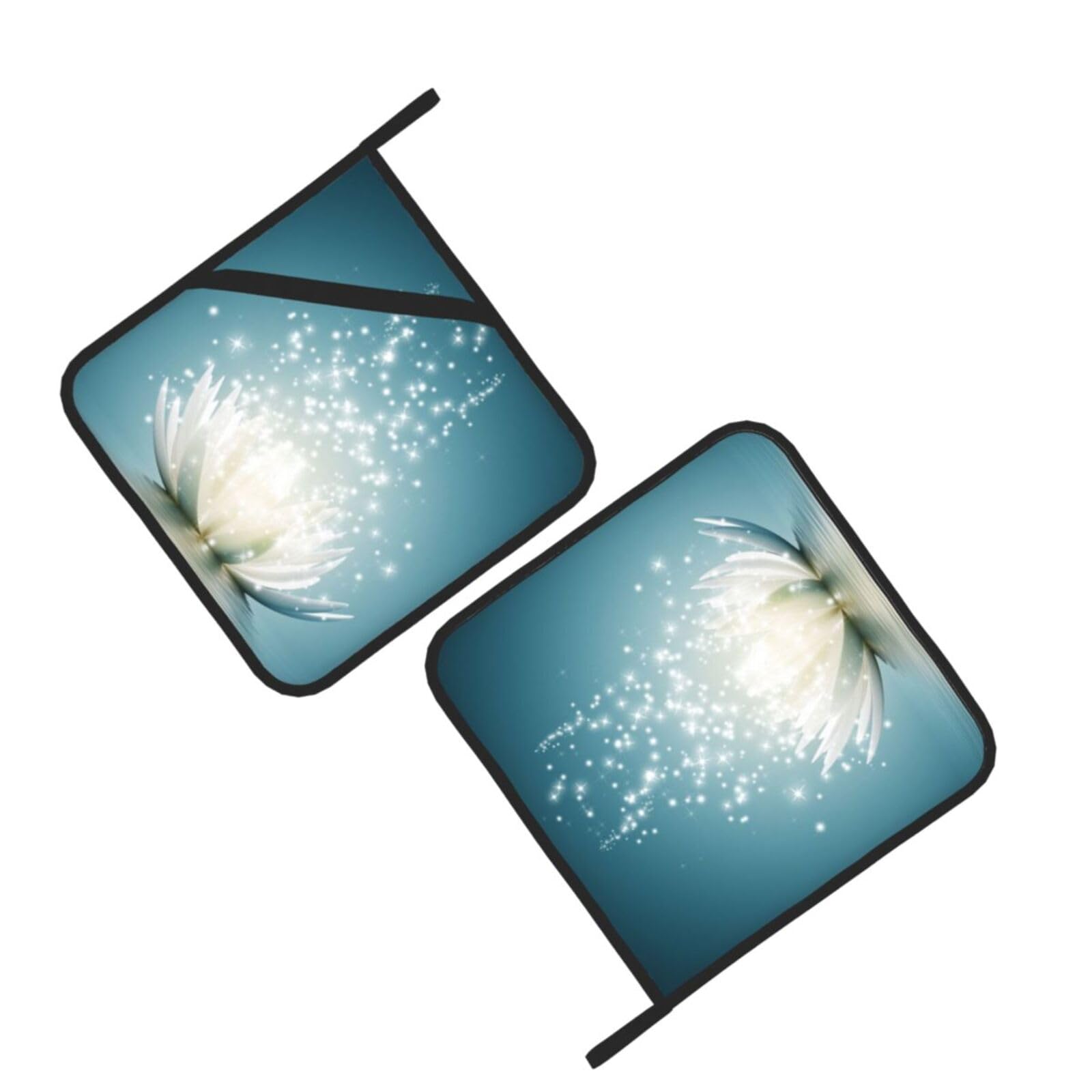 Asian Lotus Flower Printed Oven Pot Holders Set of 2 Pcs Heat Resistant Kitchen Microwave Potholders for Cooking Baking Grilling