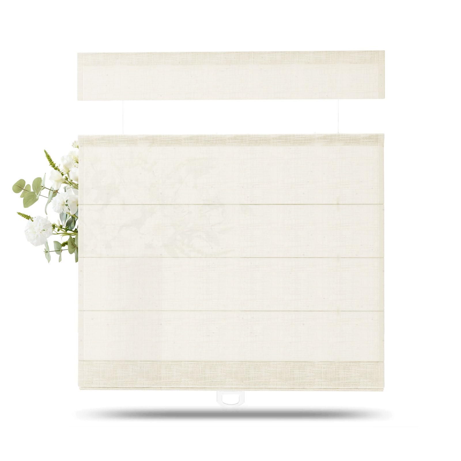 TWOPAGES Liz Top Down Bottom Up Roman Shades Cordless Custom Blinds for Indoor Windows No Risk of Falling Faux Linen Window Blinds for Living Room Bedroom Kitchen, Sand Beige