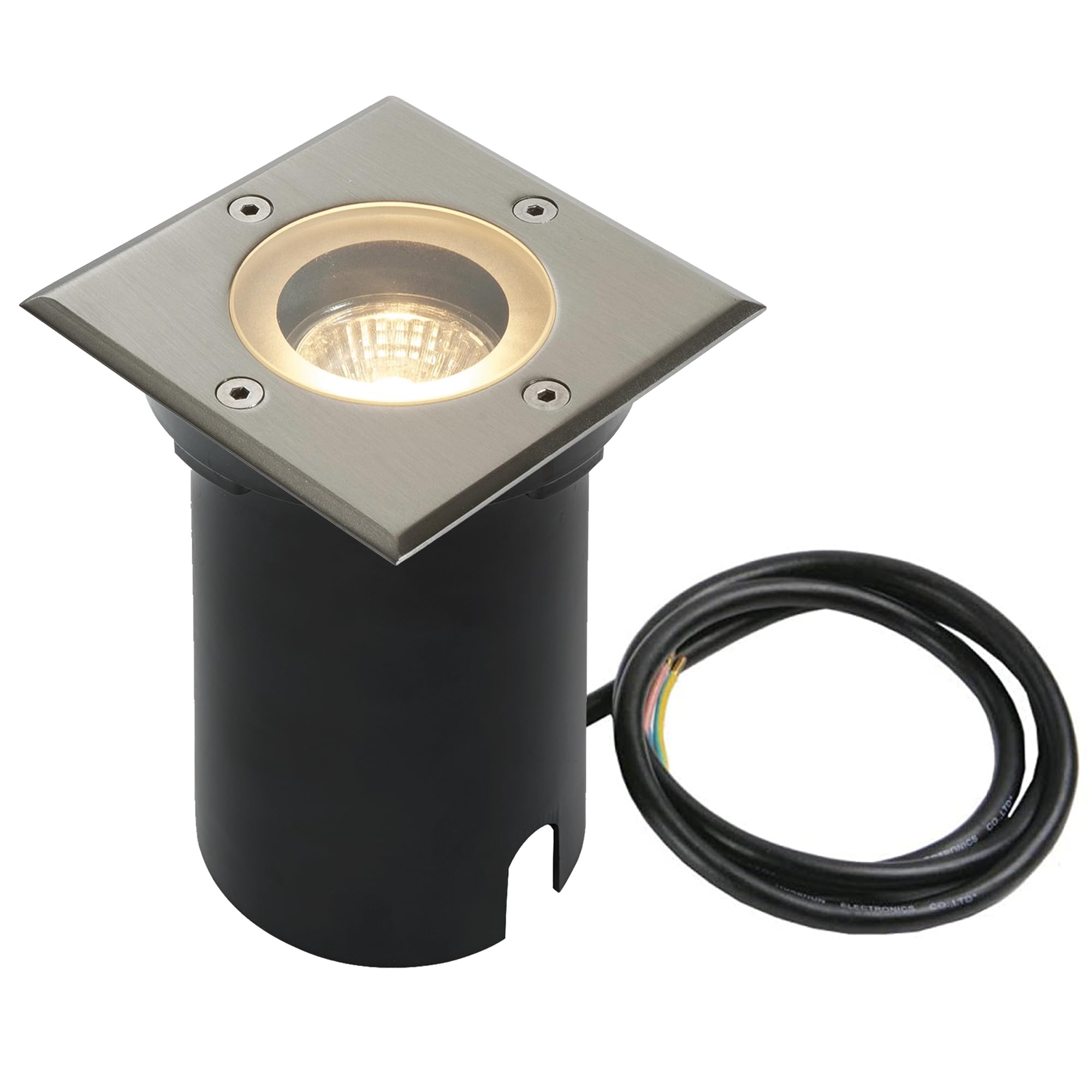 National Lighting Marine Grade Stainless Steel (Square) Pillar Ip65 Marine Grade Stainless Steel Gu10 Square Outdoor Decking Walk Over Ground Buried Uplighter - Ideal For Coastal Areas