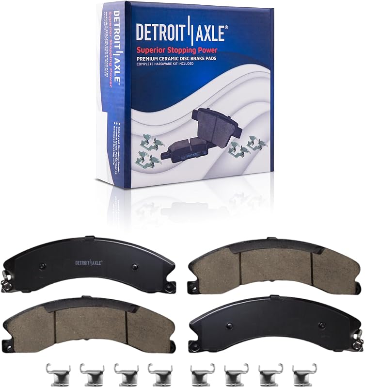 Pastilhas de freio dianteiras cerâmicas Detroit Axle P-1565 para Silverado, Sierra, Suburban, NV e Titan XD – 2 unidades