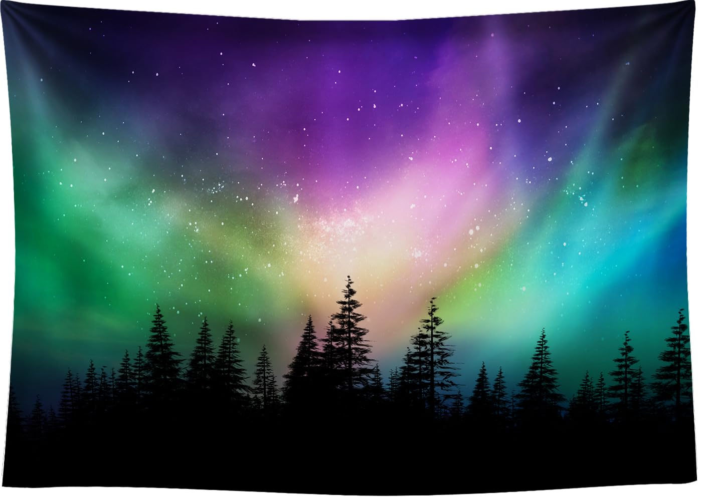 CORFOTO 8x6ft Northern Lights Backdrop Winter Snow Forest Landscape Photography - View #7
