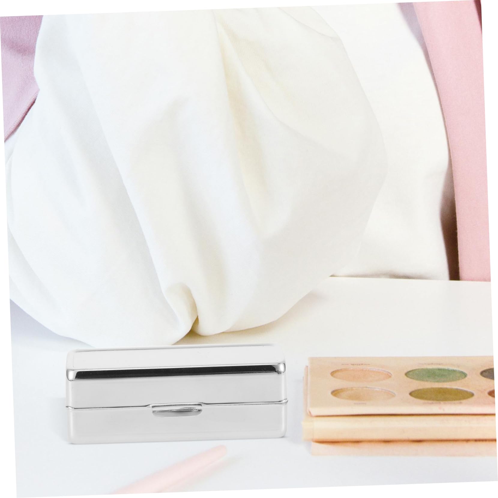 Gogogmee 2Pcs Portable Lipstick Box with Mirror Durable Organizer Case Elegant Square Design for Makeup Storage for Travel Everyday Use Compact Makeup Holder