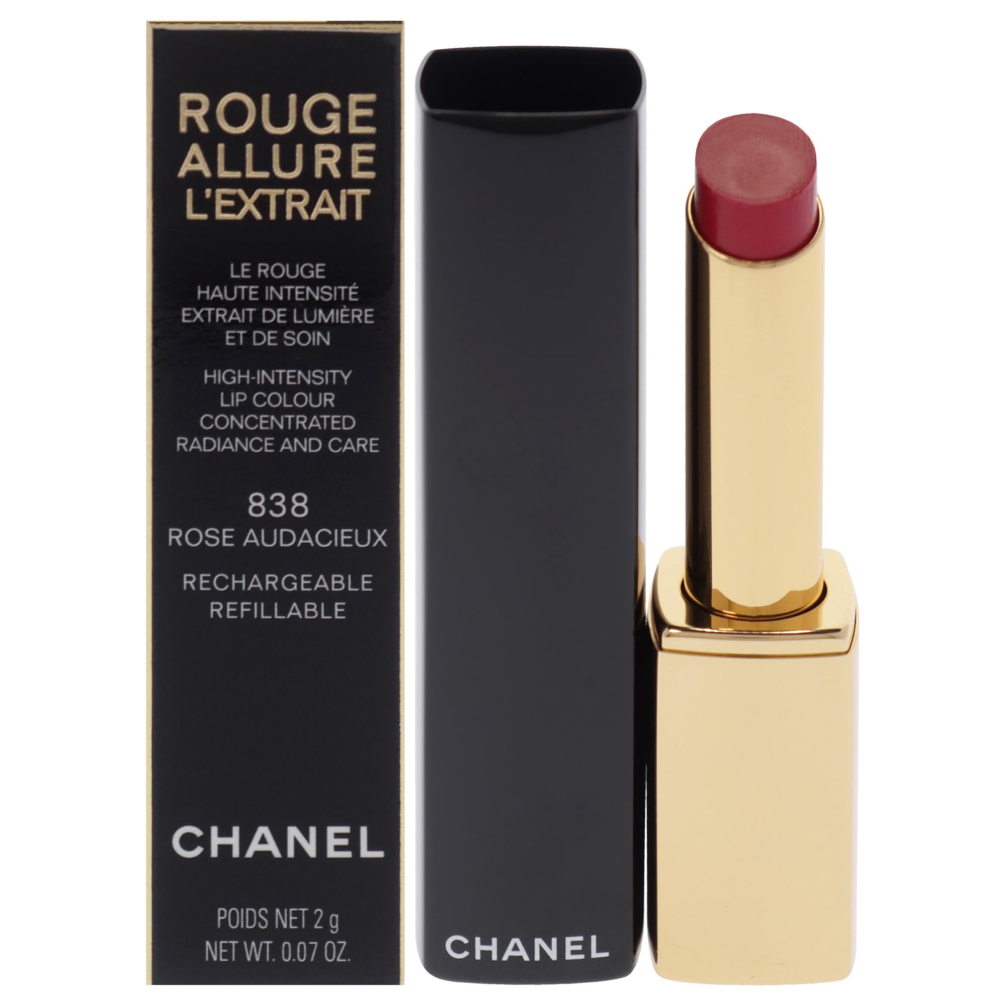 CHANELRouge Allure Lextrait Lipstick - 838 Rose Audacieux for Women - 0.07 oz Lipstick (Refillable)
