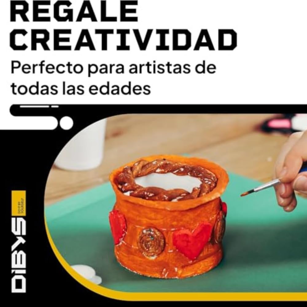 DIBYS Kit Arcilla Secado Al Aire Blanca Juego Alfarería con Herramientas de Modelado, Arcilla Blanca, Pinturas y Pinceles Kit Manualidades Adultos Kit de Cerámica para Modelar