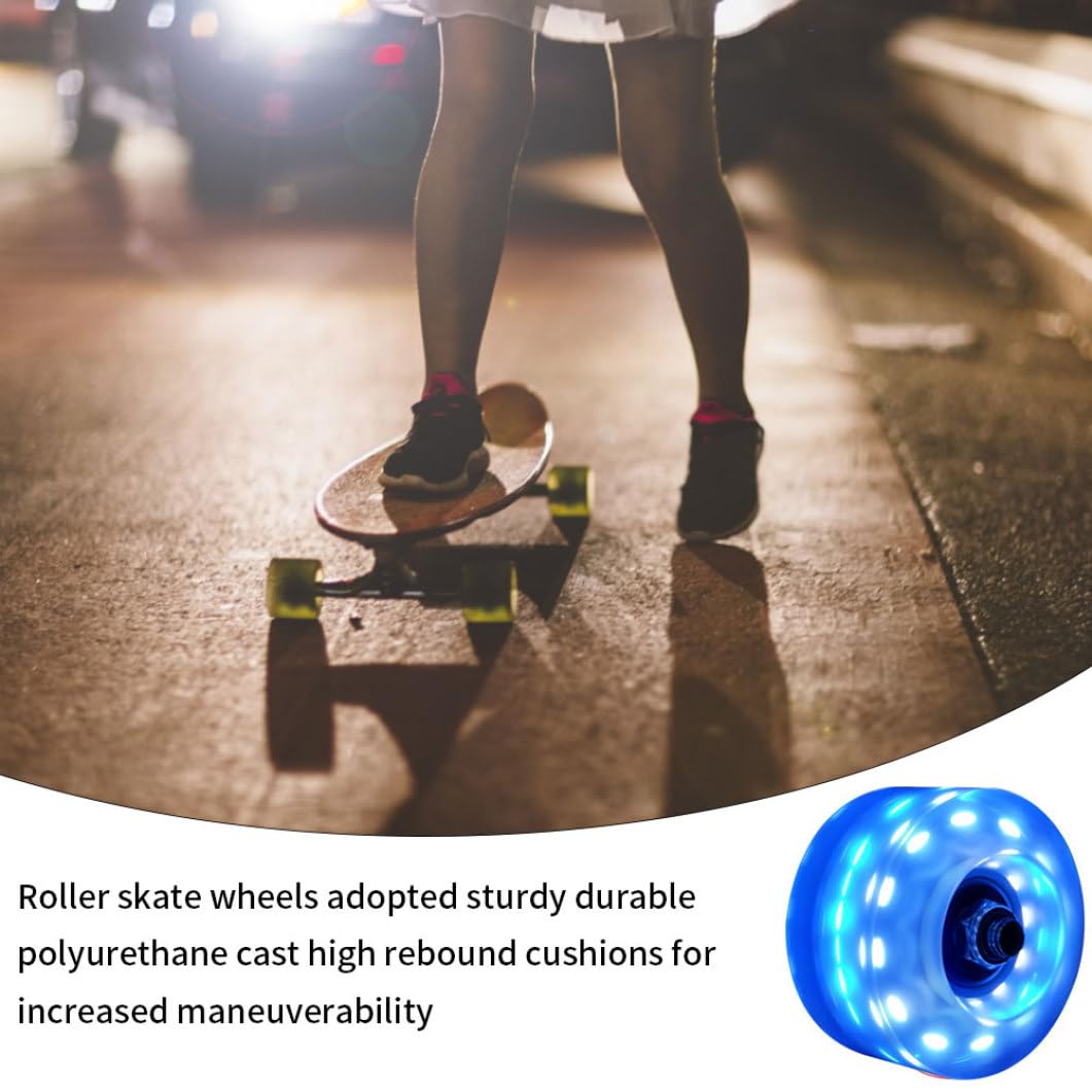 Lot de 8 roues lumineuses de rechange pour skateboard 82a 58 x 32 mm à double rangée Bleu
