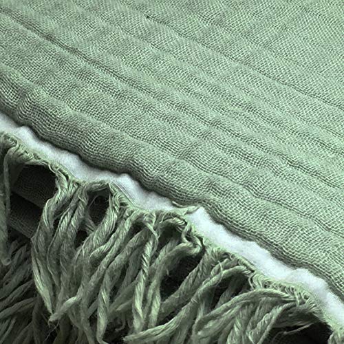 Kyrahome 100% Organic Muslin Cotton Throw Bed Blanket For Couch, Adult, Sofa, 4 Layers Pre-Washed Plant Dyed Cotton, Breathable, Soft, Cozy, Lightweight Blanket For All Season (60"X80" Sage Green) #TOP5