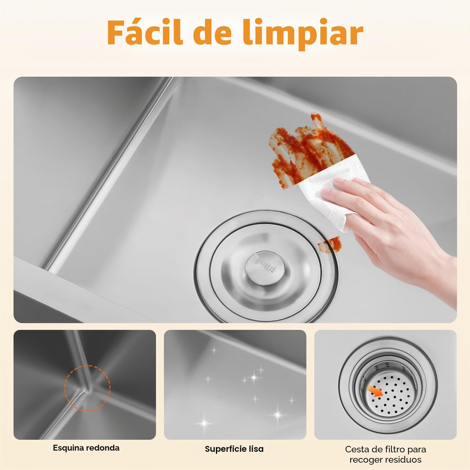 Fregadero doble de acero inoxidable, fregadero de cocina doble con escurridor, bajo encimera de acero inoxidable, fregadero empotrable para cocina, baño, 78 x 43 x 21 cm