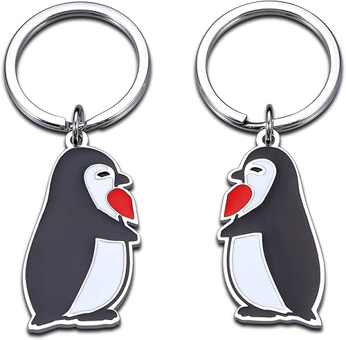 Regalo para el día de San Valentín para mujeres hombres esposo esposa 2 piezas de pingüino lindo llavero para amantes de los pingüinos regalo de