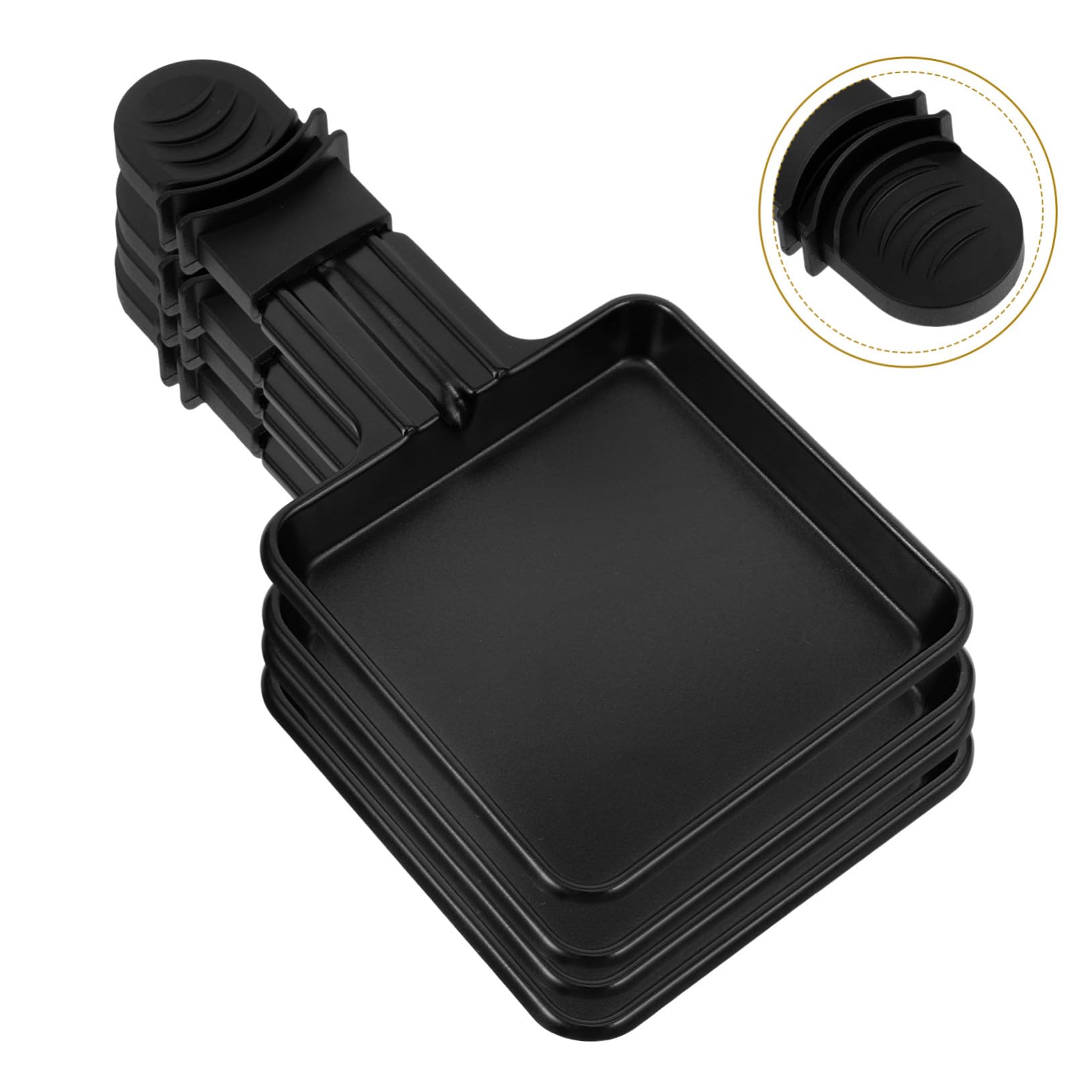 Cabilock 4 Stück Teiliges Edelstahl Raclette Grillpfännchen Mini Quadratische Käse-schmelzpfannen Hitzebeständig Wiederverwendbar für Raclette Grill und Grillgerichte