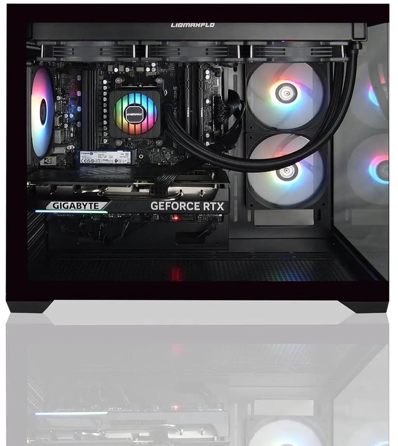AVGPC Hellfire Gaming PC AMD Ryzen 5 9600X; Radeon RX 9060 XT 16GB VRAM; 32GB DDR RAM; 1 TB NVME M.2 SSD; 360mm AIO Liquid Cooler; ARGB Fans; WiFi/AC ; Dual Chamber Case; Windows 11 Home