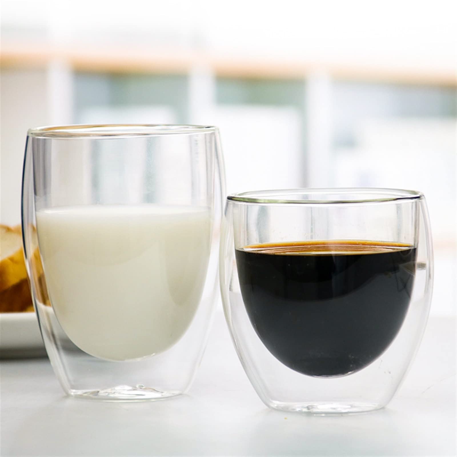 Reise-Kaffeetasse, doppelwandiges Glas, Kaffeeglas, transparentes Teetassen-Set, Glas, Kaffeetasse, Geschenk, Haushaltsgetränke (350 ml, 1 Stück)