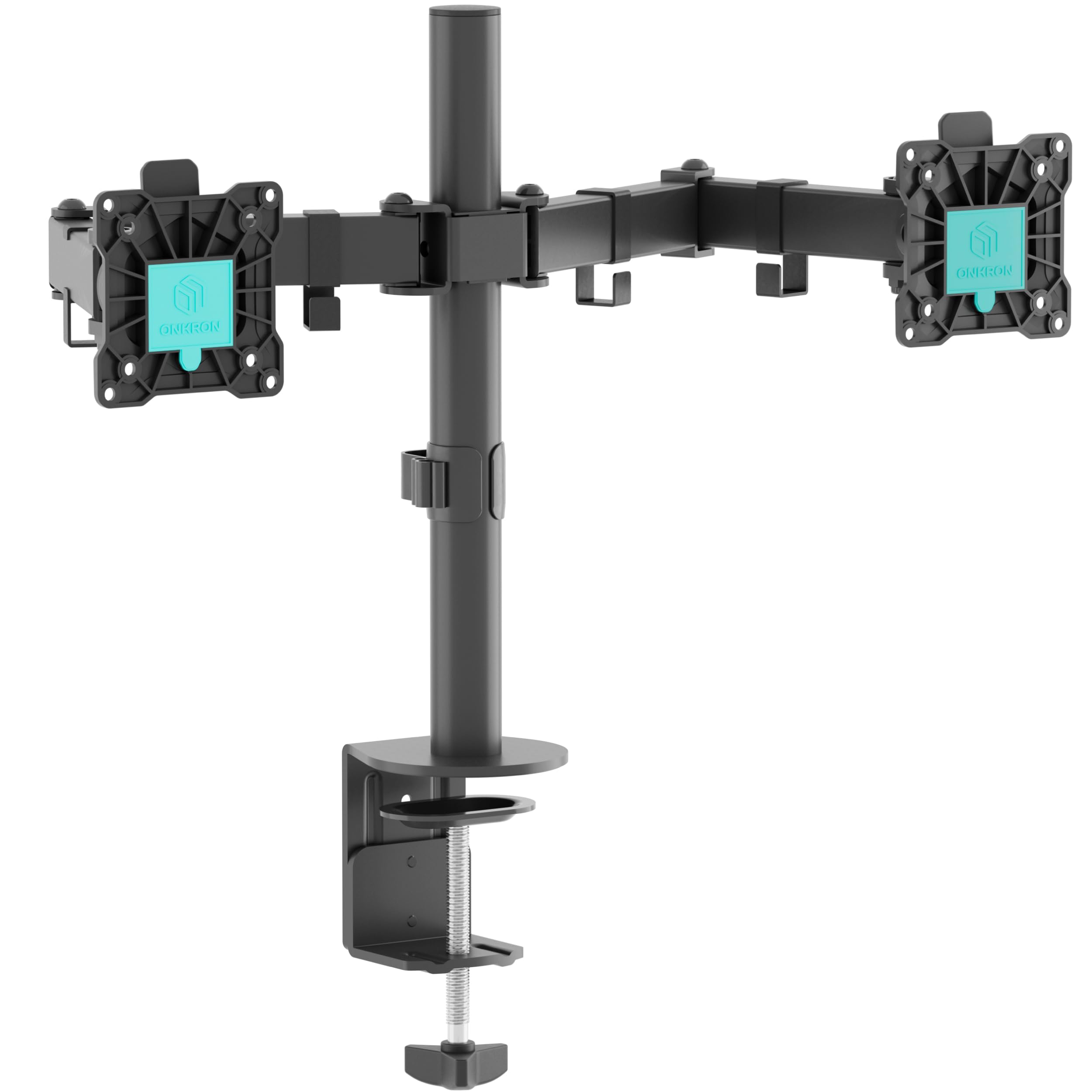 ONKRON Braccio Monitor Doppio 13"-32", Carico Totale 16 kg, Supporto Monitor con VESA 75x75-100x100 mm, Supporto Schermo PC Scrivania Girevole e Inclinabile, Porta Schermo Universale, Nero D221E-B