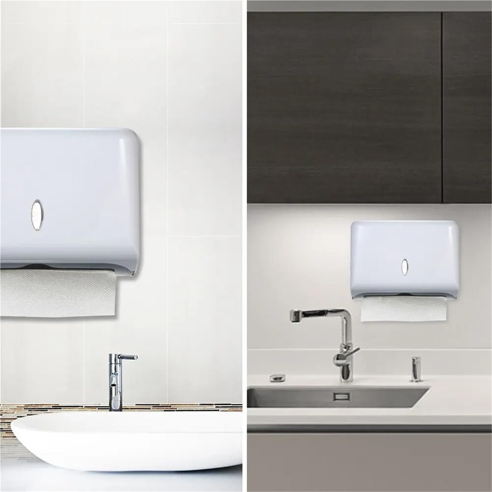 Portafazzoletti Da Parete Porta fazzoletti a parete Dispenser di asciugamani di carta da bagno Scatola porta fazzoletti impermeabile Organizzatore di rotoli di asciugamani di carta igienica(White)
