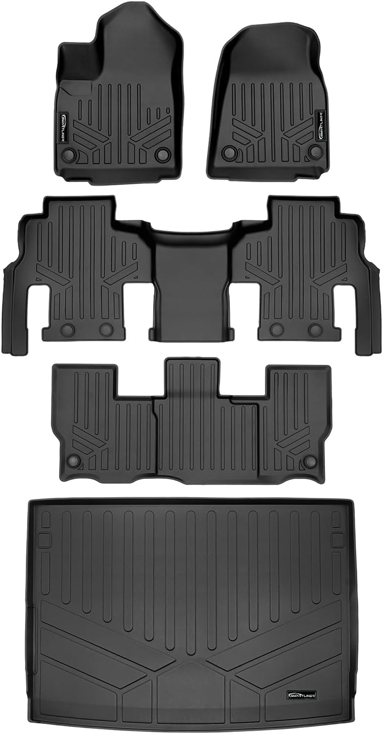 SMARTLINER Custom Fit 3 Row & Cargo Liner Behind The 3rd Row Floor Mat Liner Set Compatible with 2023-2025 Jeep Grand Wagoneer L