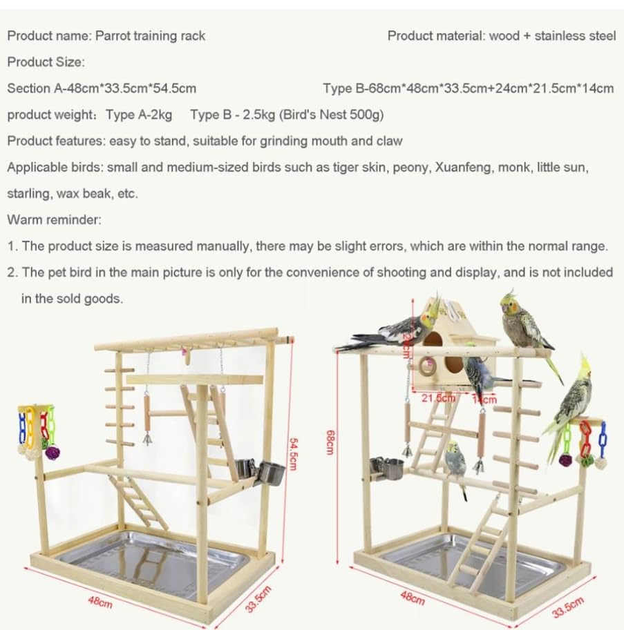Luminexia Parque Infantil para pájaros,Puesto de Juegos para jaulas de pájaros,con Juguetes de Copa,Bandeja,Columpio para pájaros,Escalada,Parque Infantil para cacatúas,Perchas para pájaros