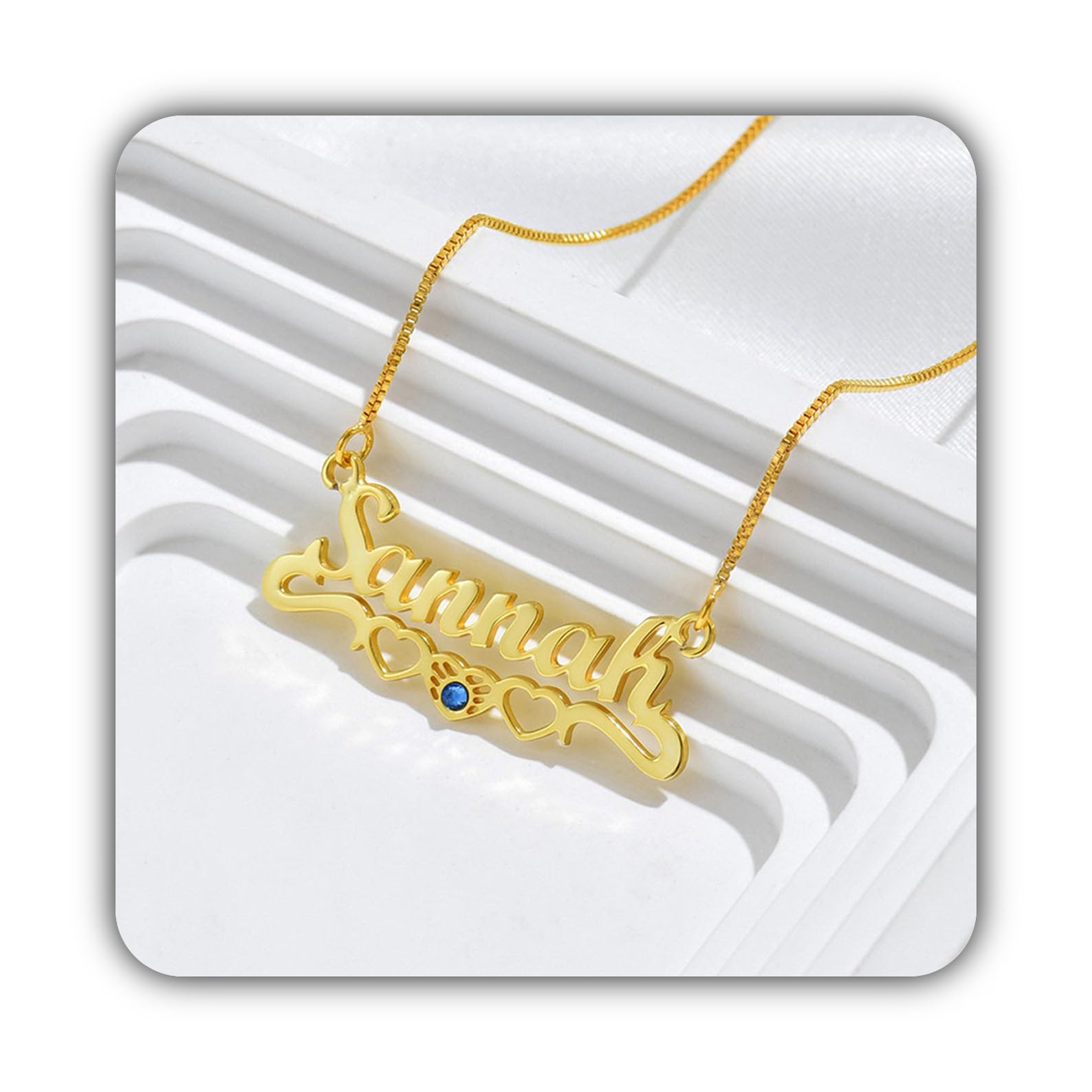 Nome personalizzato Collana con Pietra di nascita argento sterling 925 pietra di nascita Cuore Nome Collana personalizzato bambini fatti a mano Festa della mamma