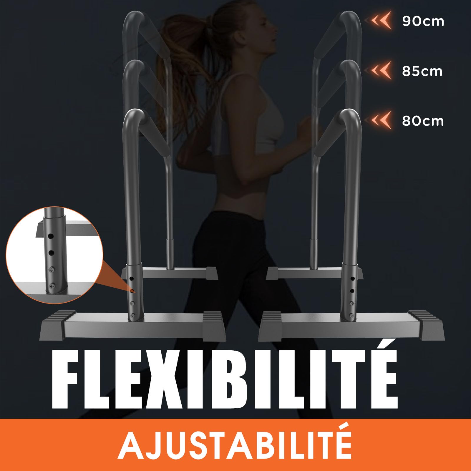 DH FitLife Barres de Dips | Station de Musculation Réglable 80-90 cm | Parallettes pour Calisthenics et Entraînement de Force | Équipement de Fitness pour Intérieur et Extérieur