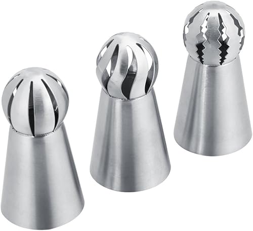 Acouto Juego de puntas de tubería rusas, 3 piezas, boquillas de glaseado de flores, puntas de glaseado de acero inoxidable, puntas de tuberías de