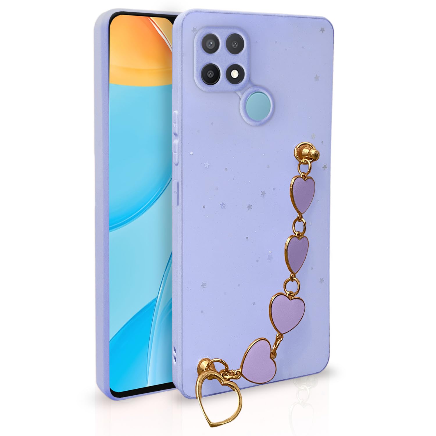 Pikkme Oppo A15 / A15s Back Cover for Girls | Heart Shaped Metal Chain Blocks | Sparkling Soft TPU | Case for Oppo A15 / A15s (Purple) (B0C2VMQ5Z7) Amazon Price History, Amazon Price Tracker