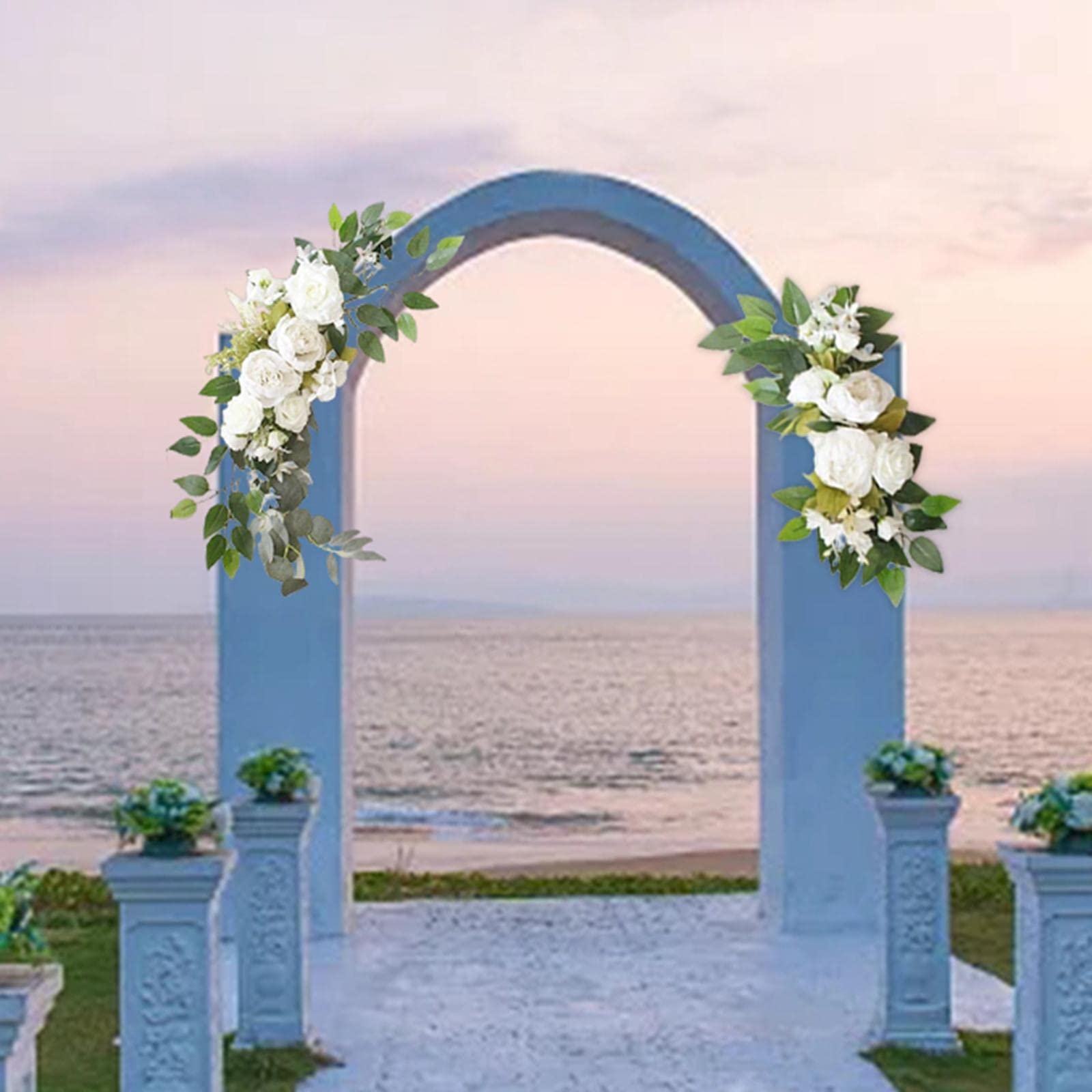 2 Pezzi Ghirlanda Fiori Matrimonio Arco Fiori Artificiali Seta Allestimento Floreale Decorazione Arco Cerimonia Rustica Adatta per Cerimonia Nuziale