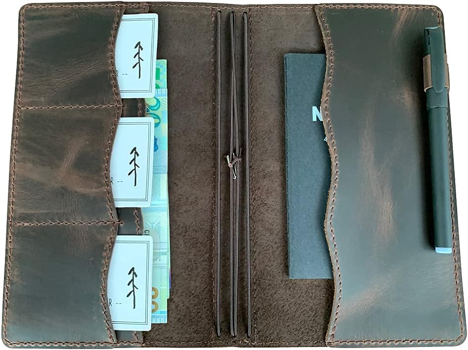 Travelers Notebook Standard Size, Leather Travelers Notebook Cover and 3-Pack Lined Inserts