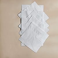 Vista 5 de 200 Servilletas de 2 capas de color blanco liso para bebidas desechables, servilletas de papel para cócteles de cuatro pliegues 12.4 cm X 12.4 cm