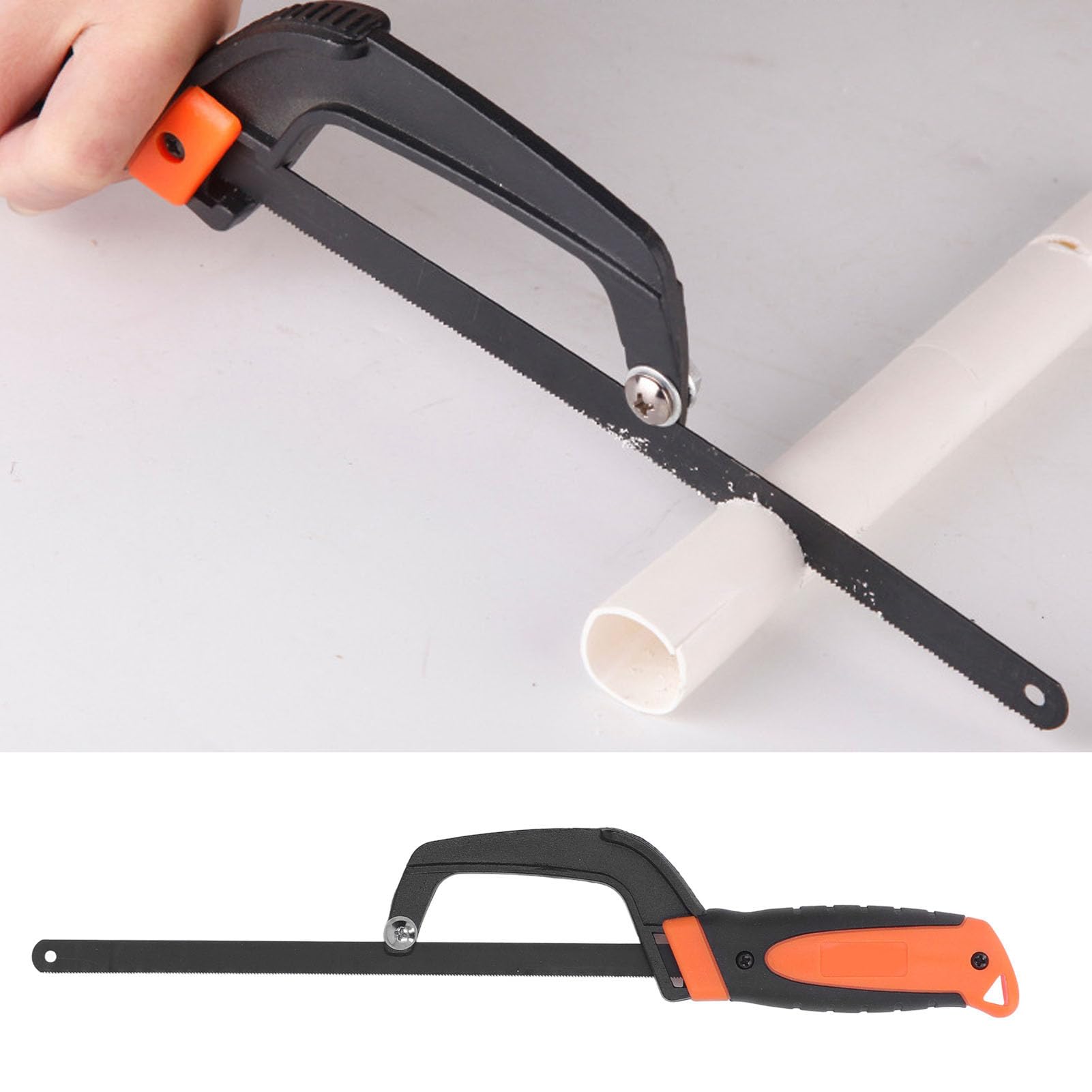 Pro Mini Sierra para Metales con Marco de Aluminio, Mango de Goma ómico, Base Acanalada, Ajustable para Corte Preciso de Madera, PVC, Tubos, Herramienta Manual para Bricolaje y Carpintería