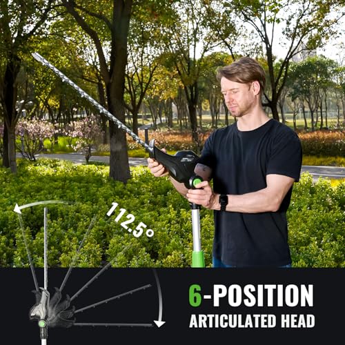 Image of NovorikX Pole Hedge Trimmer Cordless 20V with Battery Powered 20-Inch Electric Hedge Trimmers 15-FT Reach with Extension Pole Multiple Angles for Shrubs Pruning Bush Trimmer