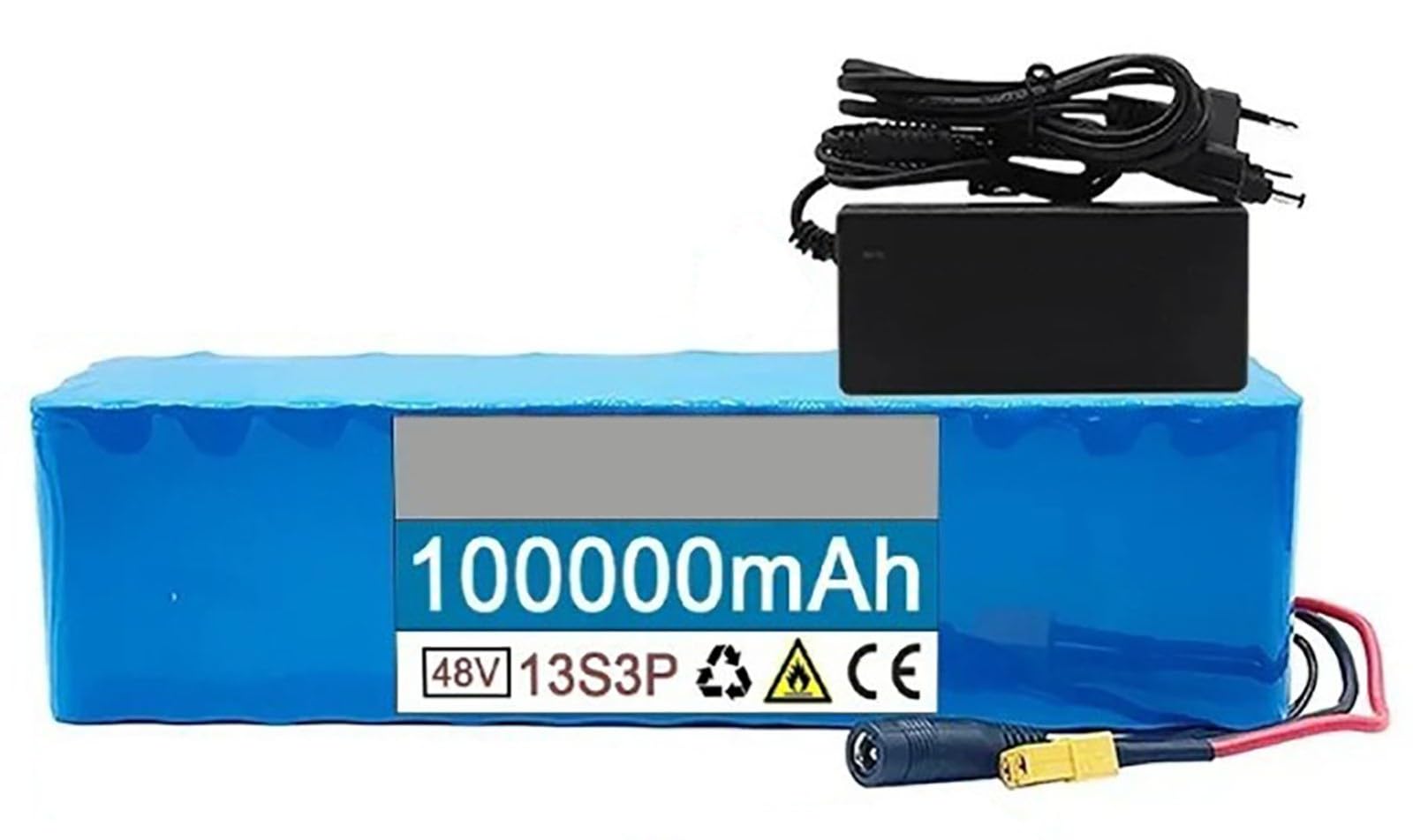 Batteria Ebike 48V 100Ah Batteria Per Bicicletta Elettrica Incorporata BMS 48V 13S3P Batteria Impermeabile PVC 48V 100Ah,T