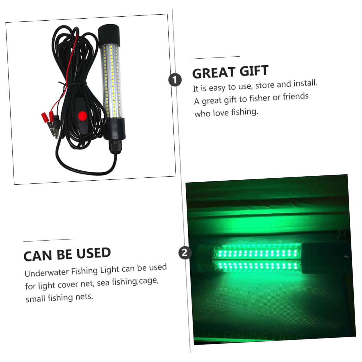 DECOMELODY 13w Fish Luring Light Ac/dc12-24v Waterproof Fishing Lamp for Dock Pond Night Light for Freshwater Fishing