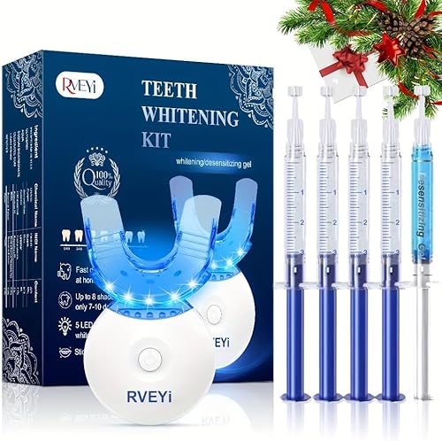 Kit de blanqueamiento de dientes Temporizador de luz LED, profesional profesional para dientes sensibles 35% peróxido de carbamida, 4 jeringas de