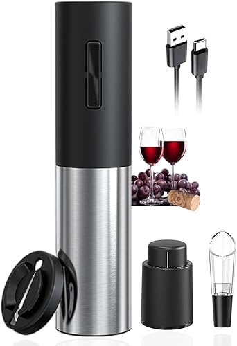 Abrebotellas de vino eléctrico, abrebotellas de vino recargables con cortador de aluminio, removedor automático de sacacorchos de vino, juego de