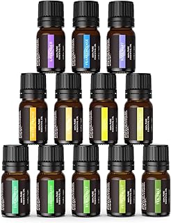 Essential Oils Gift Set Top Essential Oils for Aromatherapy, Candle Making, Massage, Hair Care & Diffuser 100% Pure Diffuser Oil Aromatherapy Oils Gift Set for Home Office (12Pcs)