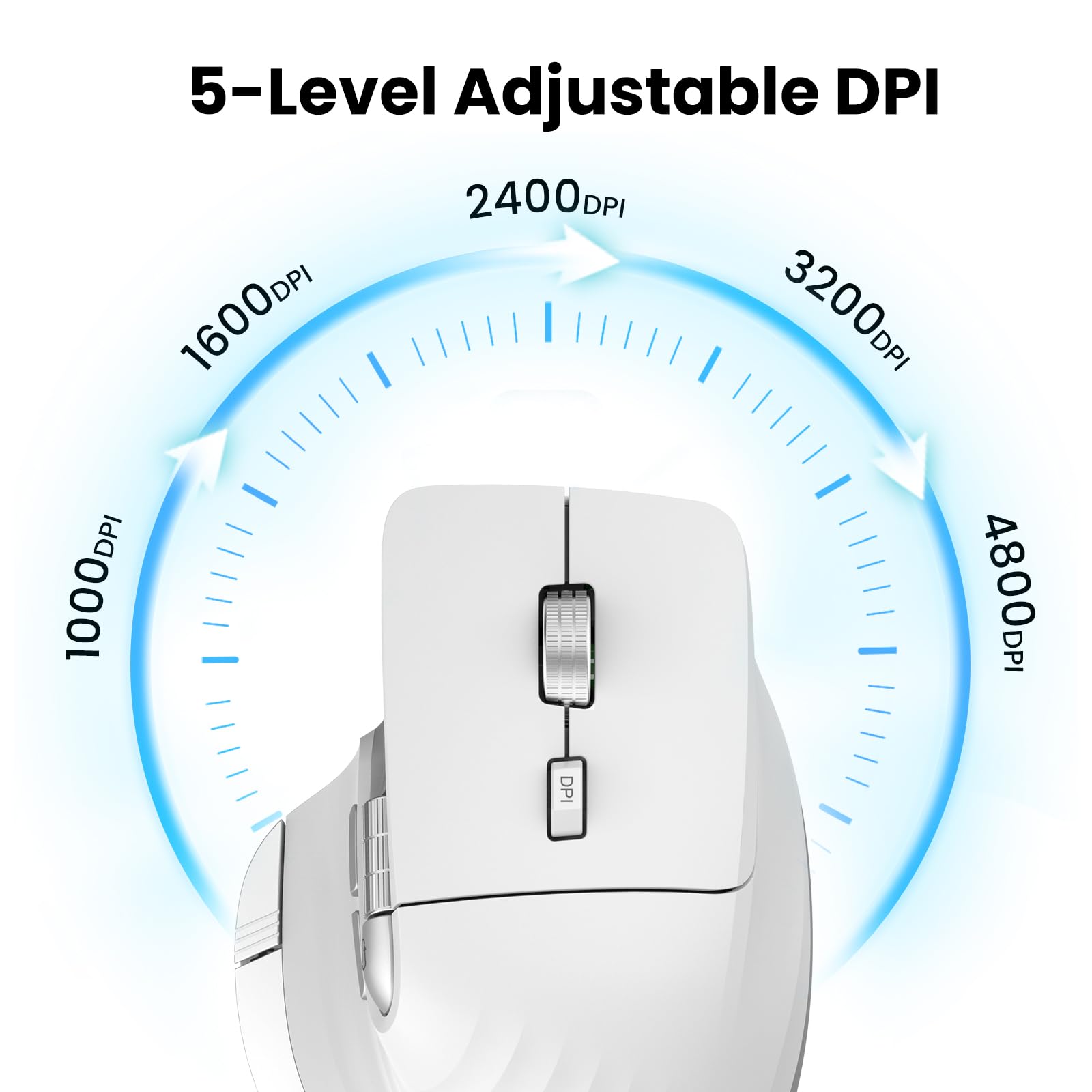 CITLLA Ratón Bluetooth inalámbrico, ergonómico, recargable, silencioso, con multidispositivo, DPI ajustable, volador y rueda de pulgar, mouse Bluetooth para laptop, computadora, tableta, smartphone